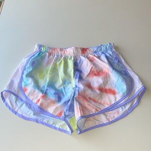 Nike Dri-Fit Tempo Running Shorts in Tie Dye with Purple Trim